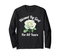 Blessed by God for 88 Years White Rose Flower 88th Birthday Long Sleeve T-Shirt