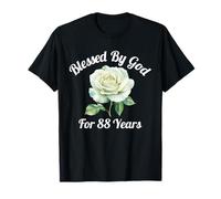 Blessed by God for 88 Years White Rose Flower 88th Birthday T-Shirt