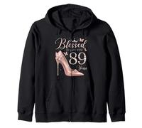 Blessed By God For 89 Years Old 89th Birthday Party Queen Zip Hoodie