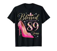 Blessed By God for 89 Years Old 89th Birthday Party Queens T-Shirt