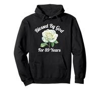 Blessed By God For 89 Years White Rose Flower 89th Birthday Pullover Hoodie