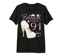 Blessed By God for 91 Years Old 91st Birthday Party Premium T-Shirt