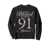 Blessed by God for 91 Years Old 91st Birthday Party Queen Sweatshirt