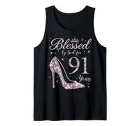 Blessed by God for 91 Years Old 91st Birthday Party Queen Tank Top