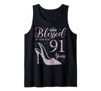 Blessed by God for 91 Years Old 91st Birthday Party Queen Tank Top