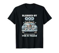 Blessed by God for 91 Years Old Vintage Car 91st Birthday T-Shirt