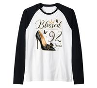 Blessed by God for 92 Years Old 92nd Birthday Raglan Baseball Tee