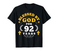 Blessed By God for 92 Years Vintage Christian 92nd Birthday T-Shirt