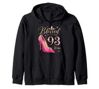 Blessed By God For 93 Years Old 93rd Birthday Party Queens Zip Hoodie