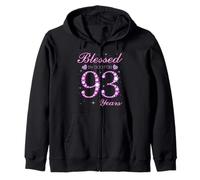 Blessed By God For 93 Years Old 93rd Birthday Party Zip Hoodie