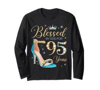 Blessed by God for 95 Years Old 95th Birthday Party Queens Long Sleeve T-Shirt