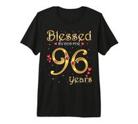 Blessed by God for 96 Years Old 96th Birthday Party Queen Premium T-Shirt