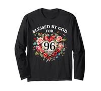 Blessed By God for 96 Years Rose Flower Women 96th Birthday Long Sleeve T-Shirt