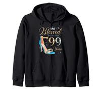 Blessed by God for 99 Years Old 99th Birthday Party Queens Zip Hoodie