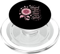 Blessed by God Jesus Spirit Pink Sunflower Butterfly PopSockets PopGrip for MagSafe