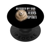 Blessed By God Lion of Judah Christian Faith Bible Study PopSockets Adhesive PopGrip