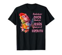 Blessed by God Loved by Jesus Butterfly in Spanish T-Shirt
