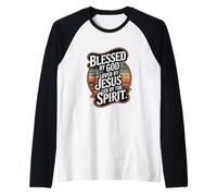 Blessed By God Loved By Jesus Christian Faith Raglan Baseball Tee