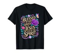 Blessed by God Loved by Jesus Floral Butterfly Women T-Shirt