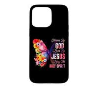 Blessed by God Loved by Jesus Holy Spirit Christ Butterfly Case for iPhone 15 Pro Max