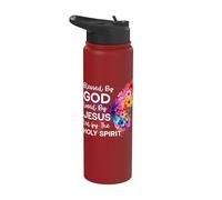Blessed by God Loved by Jesus Holy Spirit Christ Butterfly Stainless Steel Insulated Water Bottle