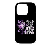 Blessed by God Loved by Jesus Holy Spirit Christian Cross Case for iPhone 14 Pro