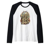 Blessed By God Loved By Jesus Led By Spirit Christian Faith Raglan Baseball Tee