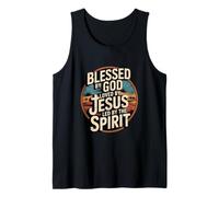 Blessed by God Loved by Jesus Led by Spirit Christian Faith Tank Top