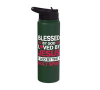 Blessed by God Loved by Jesus Led by The Holy Spirit Stainless Steel Insulated Water Bottle
