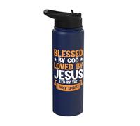 Blessed by God Loved by Jesus Led by The Holy Spirit Stainless Steel Insulated Water Bottle