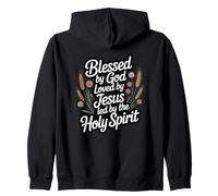 Blessed By God Loved By Jesus Led by the Holy Spirit Zip Hoodie