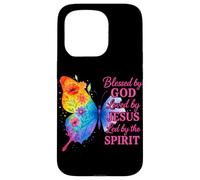 Blessed By God Loved By Jesus Led By The Spirit Butterfly Case for iPhone 15 Pro