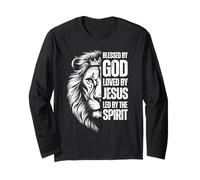 Blessed by God Loved by Jesus Led by The Spirit Lion Father Long Sleeve T-Shirt
