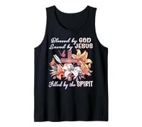 Blessed by God Saved by Jesus Filled by Spirit Christian Tank Top