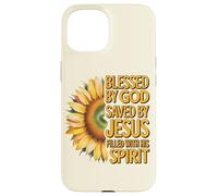 Blessed by God Saved by Jesus Filled with His Spirit Case for iPhone 15