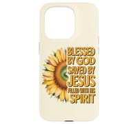 Blessed by God Saved by Jesus Filled with His Spirit Case for iPhone 15 Pro