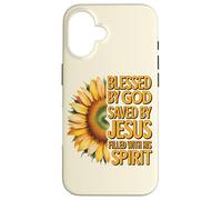 Blessed by God Saved by Jesus Filled with His Spirit Case for iPhone 16