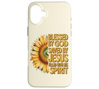 Blessed by God Saved by Jesus Filled with His Spirit Case for iPhone 16 Plus