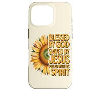 Blessed by God Saved by Jesus Filled with His Spirit Case for iPhone 16 Pro