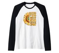 Blessed by God Saved by Jesus Filled with His Spirit Raglan Baseball Tee
