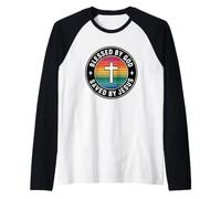 Blessed By God Saved By Jesus Raglan Baseball Tee