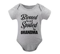 Blessed By God, Spoiled By Grandma Baby Bodysuit Cute Girl Newborn Apparel Funny Boy Gray-style-1 24months