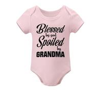 Blessed By God, Spoiled By Grandma Baby Bodysuit Cute Girl Newborn Apparel Funny Boy Light Pink-style-1 24months