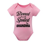 Blessed By God, Spoiled By Grandma Baby Bodysuit Cute Girl Newborn Apparel Funny Boy Pink-style-1 24months