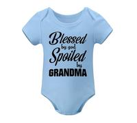 Blessed By God, Spoiled By Grandma Baby Bodysuit Cute Girl Newborn Apparel Funny Boy Sky Blue-style-1 3months