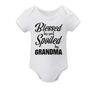 Blessed By God, Spoiled By Grandma Baby Bodysuit Cute Girl Newborn Apparel Funny Boy White-style-1 6months