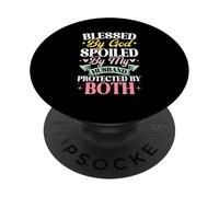 Blessed By God Spoiled By My Husband Protected By Both PopSockets Adhesive PopGrip