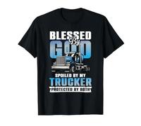 Blessed By God Spoiled By My Trucker Protected By Both Value Graphic T-Shirt, Men, Black, S