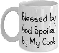 Blessed by God Spoiled My Cook 11 Oz Mug Present from Colleagues Perfect Cup for Friends Moder Tea Cup for Office,Birthday Christmas Gag Gifts for Family Friends