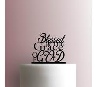 Blessed By The Grace Of God - Acrylic Cake Topper 7 Inch Width/Black